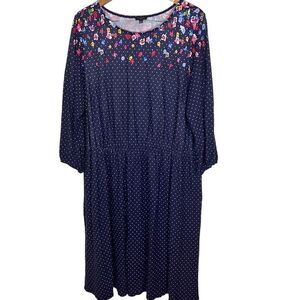 Talbots Plus Floral Polka Dot Maxi Size 2X Flowy Dress Cottagecore New Condition